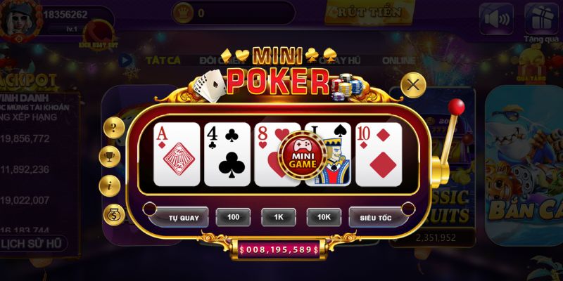 Giao diện chơi Mini Poker trên máy tính